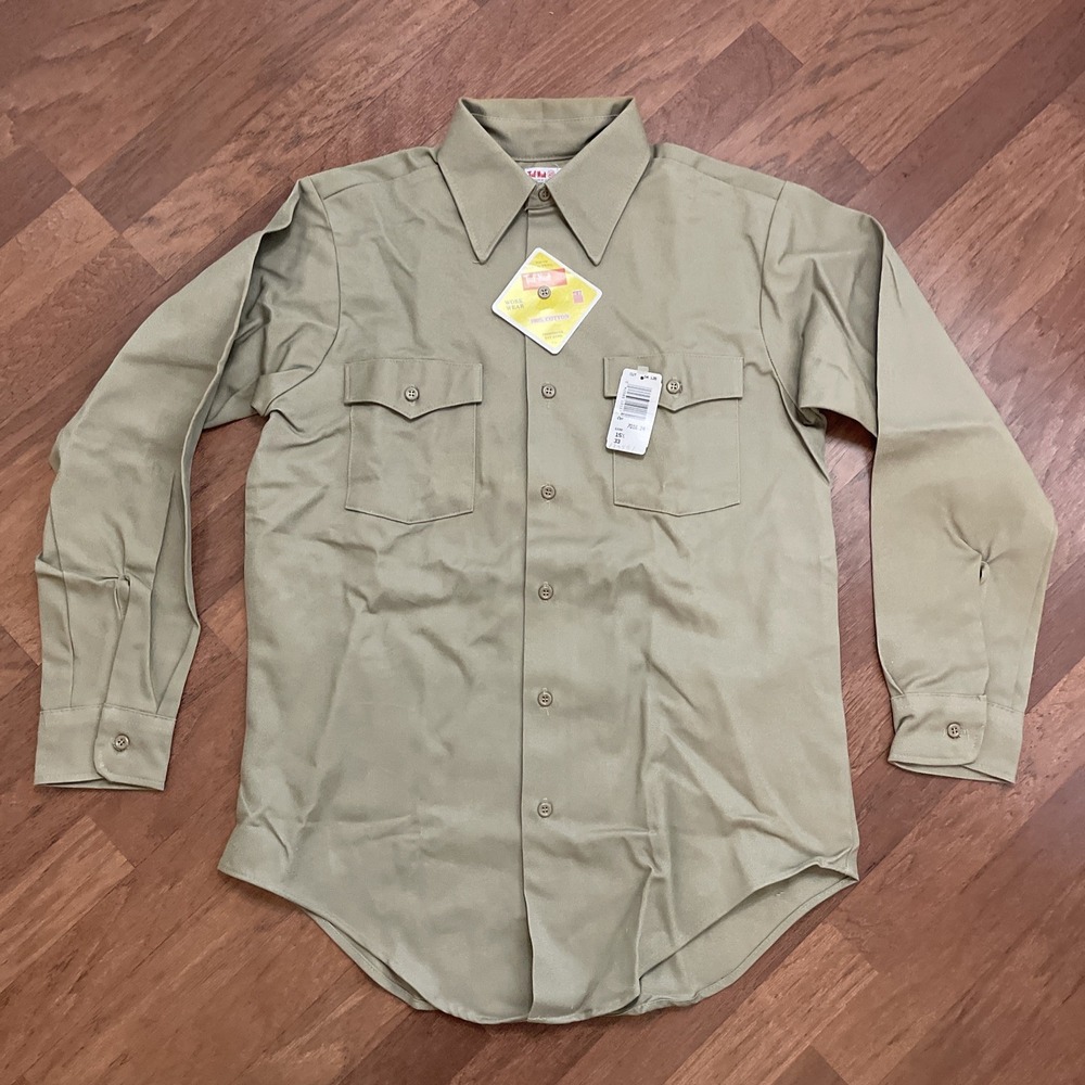 Vintage Tuf-Nut Chambray Tan Work Shirt Medium Regular DeadStock NWT
